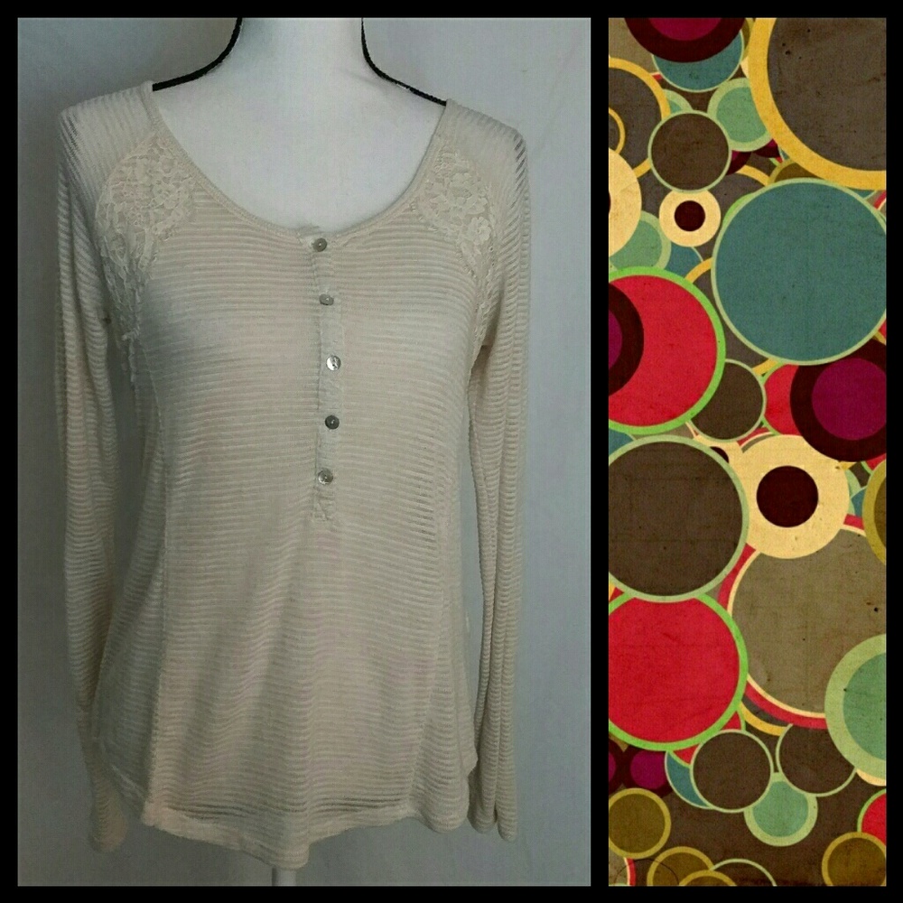 Lace Accent Striped Top